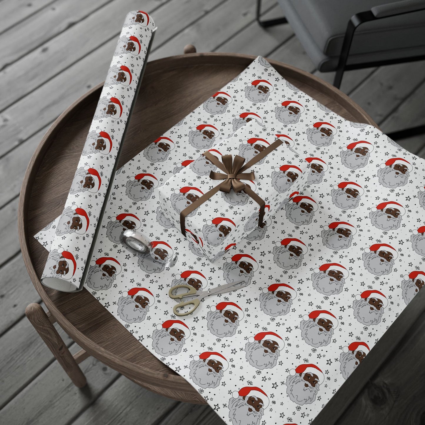 Black Santa Wrapping Paper