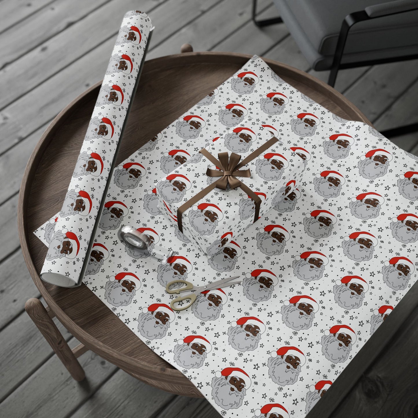 Black Santa Wrapping Paper