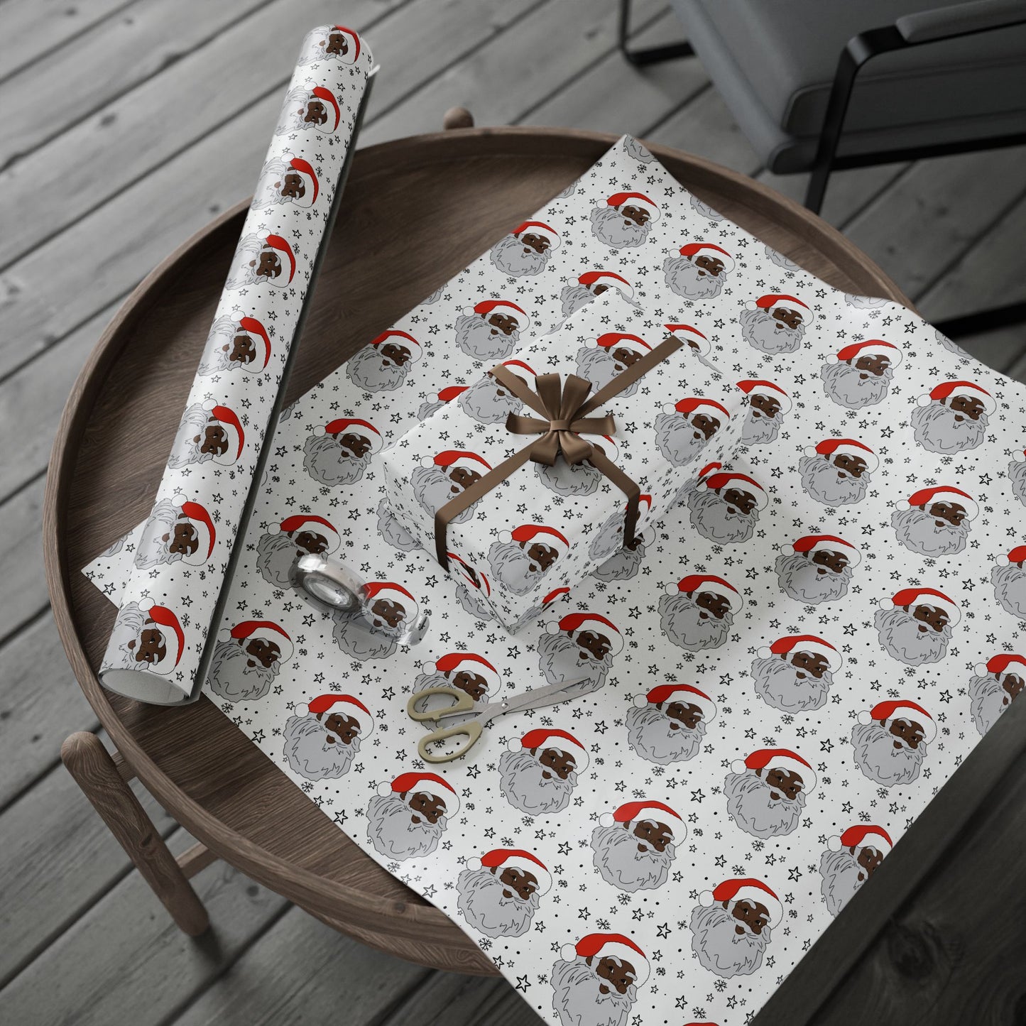 Black Santa Wrapping Paper