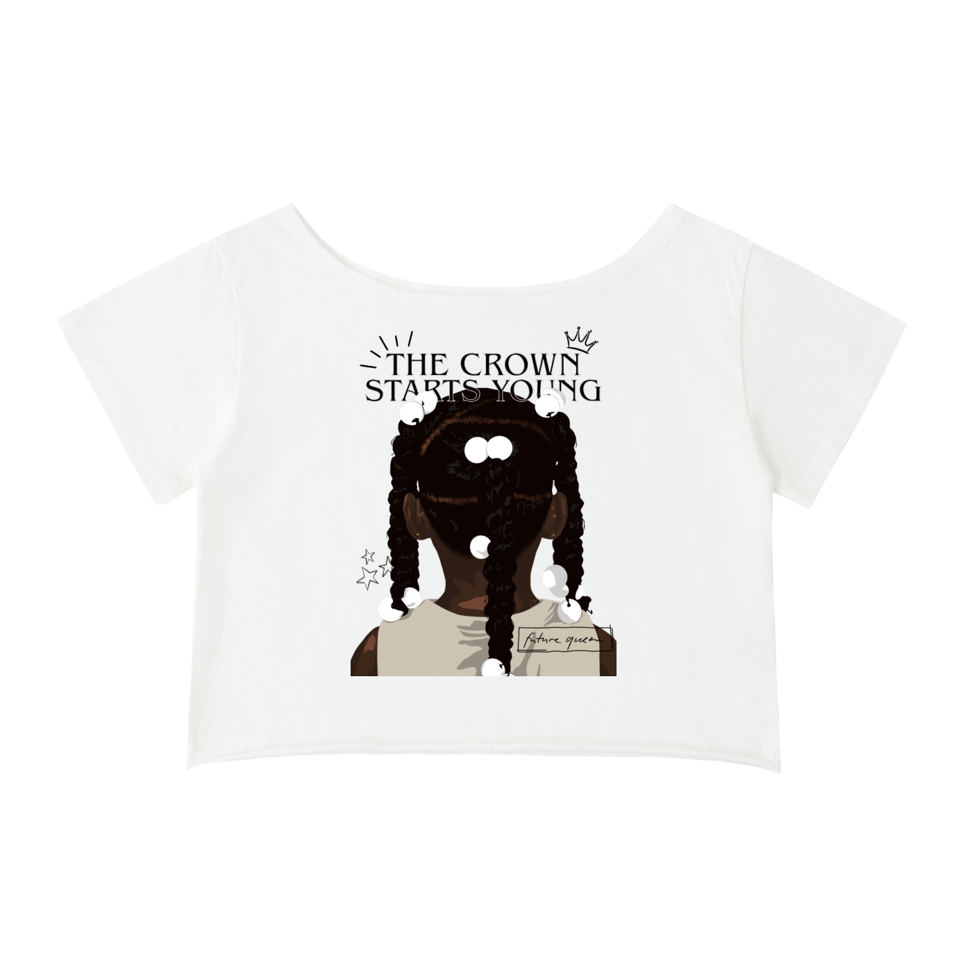 Little Girl Off-Shoulder Rolled Hem T-Shirt (Womens)