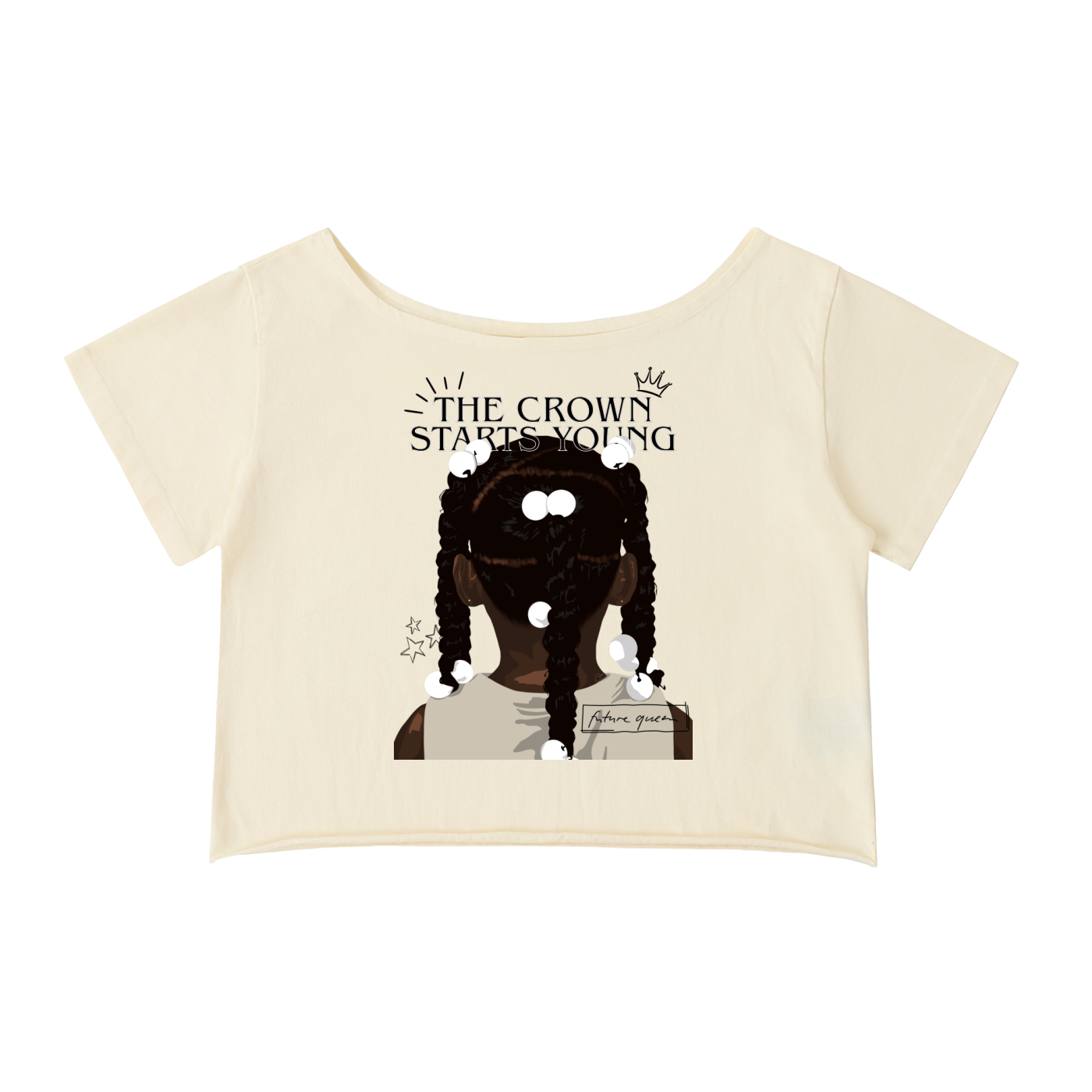 Little Girl Off-Shoulder Rolled Hem T-Shirt (Womens)