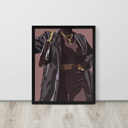 Monochrome Mami Framed Print